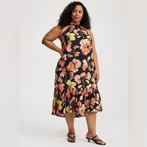 Torrid - Midi High-Neck Tie-Back Dress